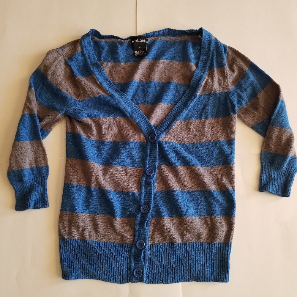 Wet Seal Lightweight Sweater Cardigan Blue Gray S